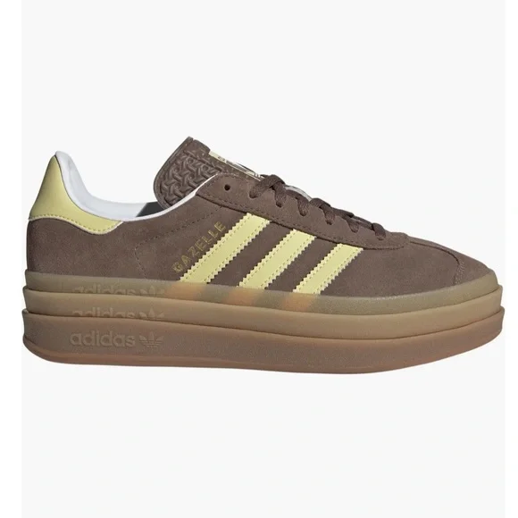 NWOB Adidas Gazelle Bold Platform Sneakers in Brown and Yellow - Picture 1 of 6